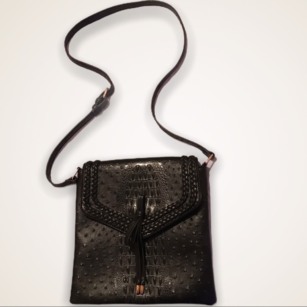 Gorgeous Faux Gator & Ostrich Print Cross Body Bag